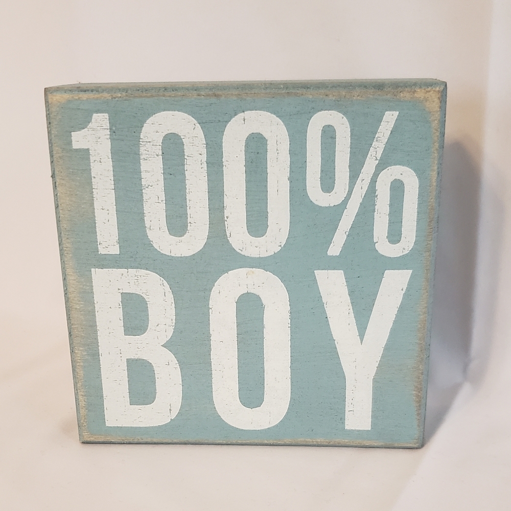 100% Boy Sign Blue, White